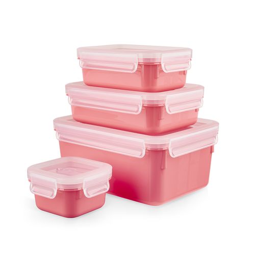 Contenedor de alimentos 4 piezas rosado 0.20 / 0.55 / 0.80 / 2.20 L