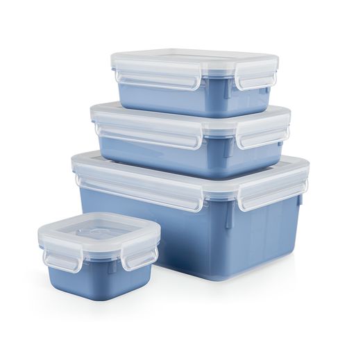 Contenedor de alimentos 4 piezas celeste 0.20 / 0.55 / 0.80 / 2.20 L