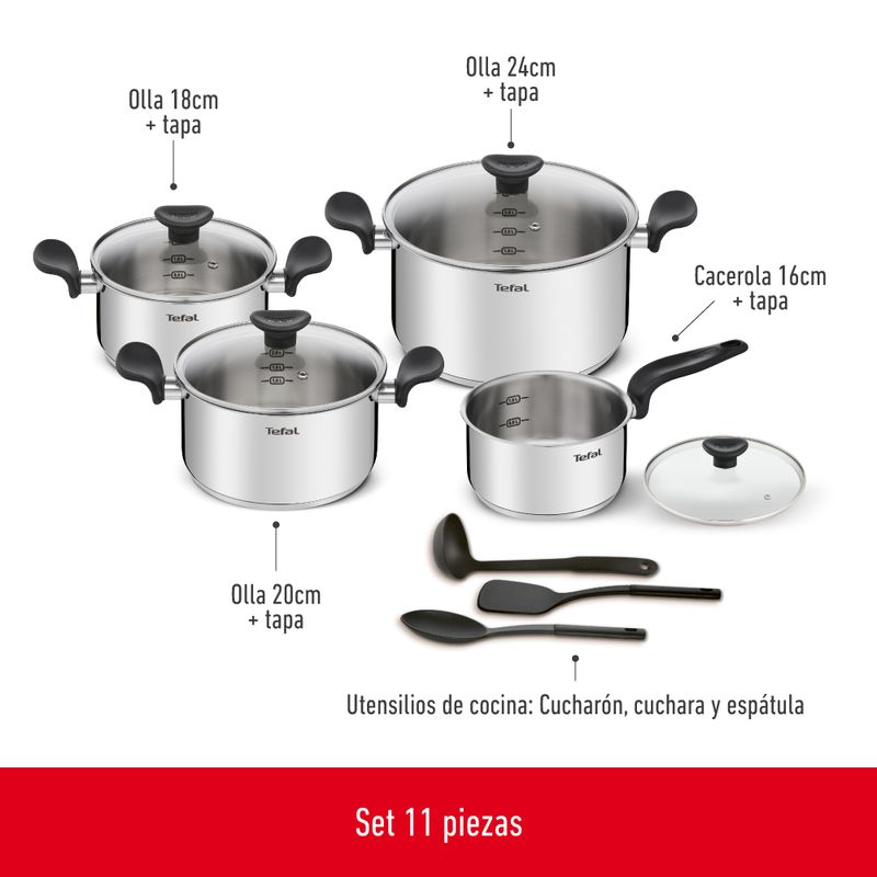 Set Cacerola 16cm + Olla 20cm Tefal Primary Acero Inoxidable