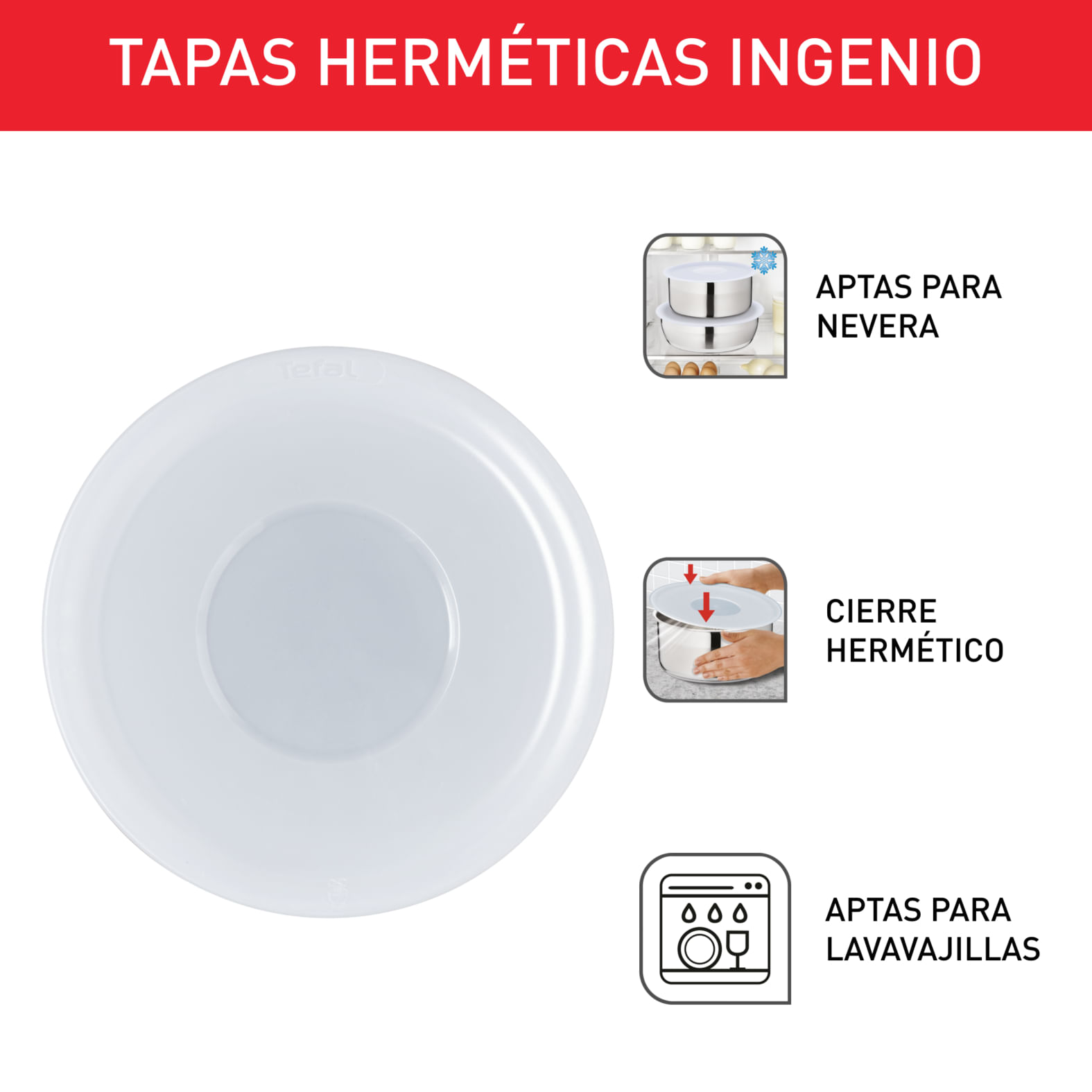 Set 3 Tapas Plásticas 16/18/20 cm Ingenio Tefal