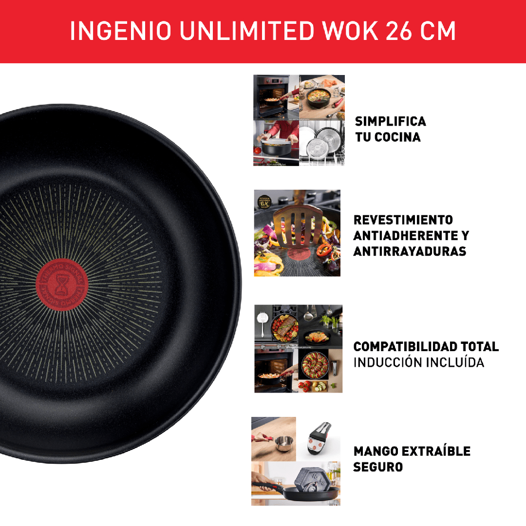Wok antiadherente 26 cm Ingenio Tefal
