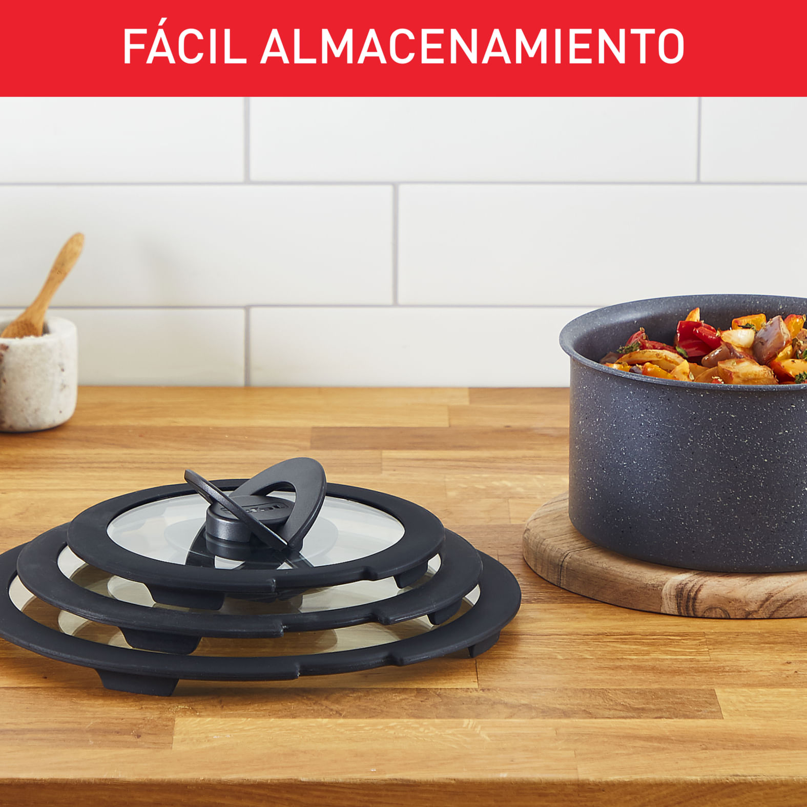 Set 3 Tapas de vidrio 16/18/20 cm Ingenio Tefal