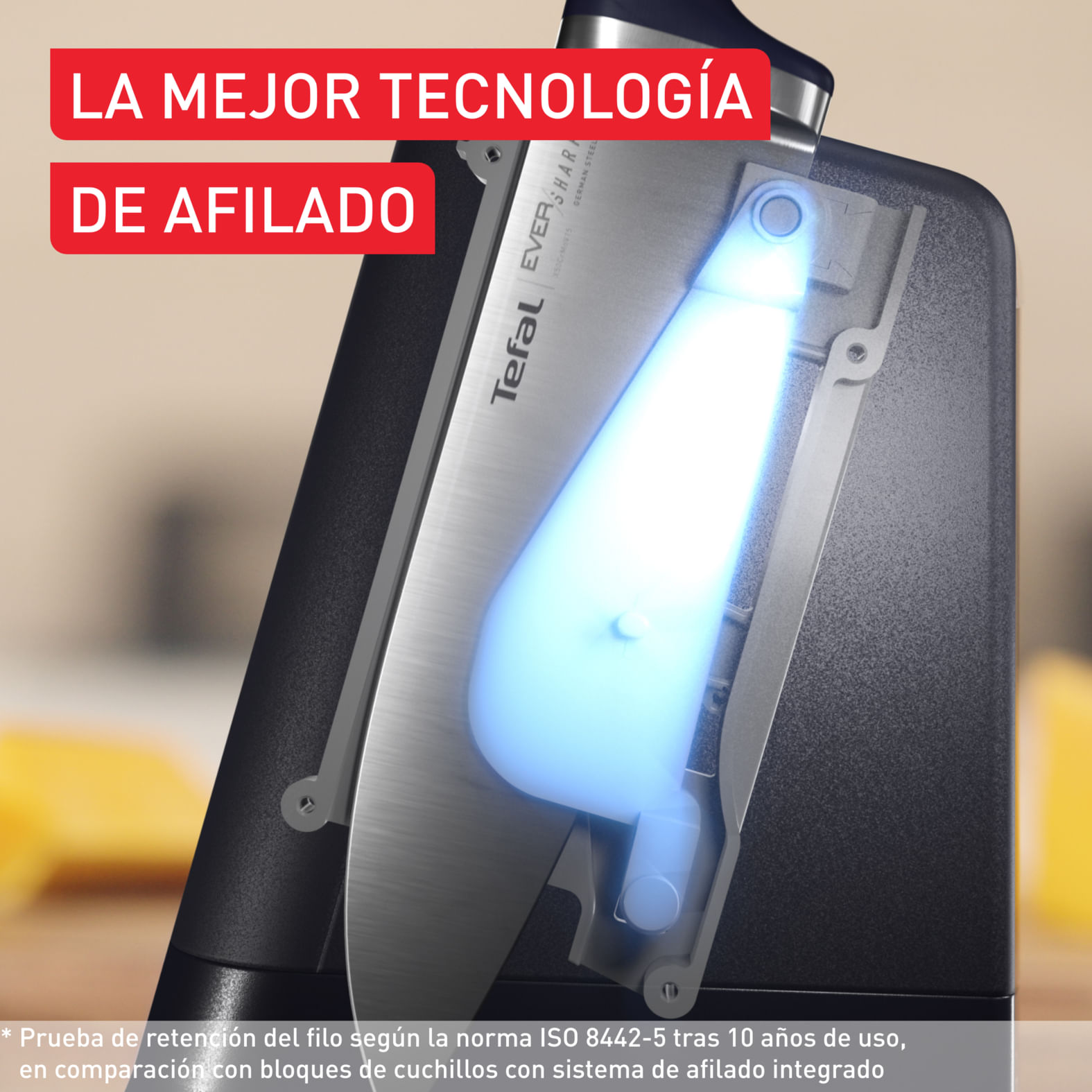 Cuchillo de chef Eversharp Pro Con Afilador + Taco Tefal