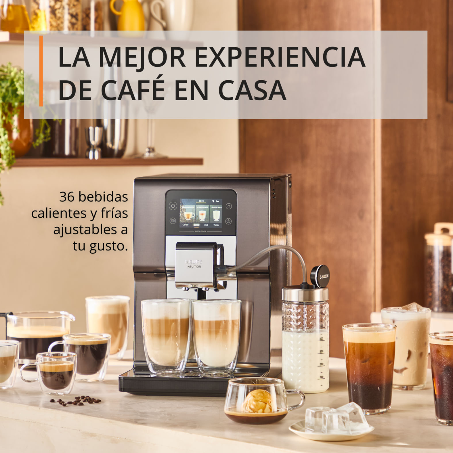Cafetera Espresso Intuition HOT & COLD TITANIUM Touch Krups
