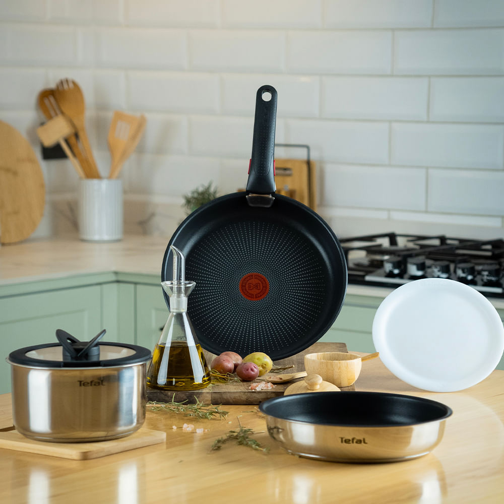 Bateria de cocina Acero inoxidable Ingenio 6 Piezas con mango Tefal